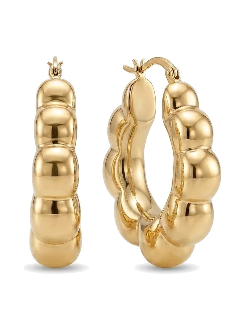Arracadas de oro 10k diseño chunky con gajos abombados Mod 6030