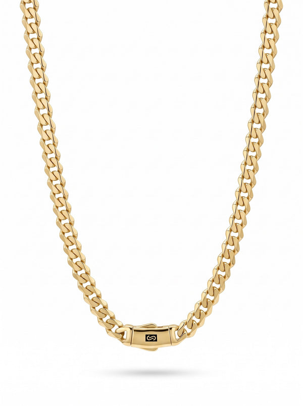 Cadena de oro 10k de Monaco Chain tejido Edge Mod 6039 - 55 cm x 6.5 mm