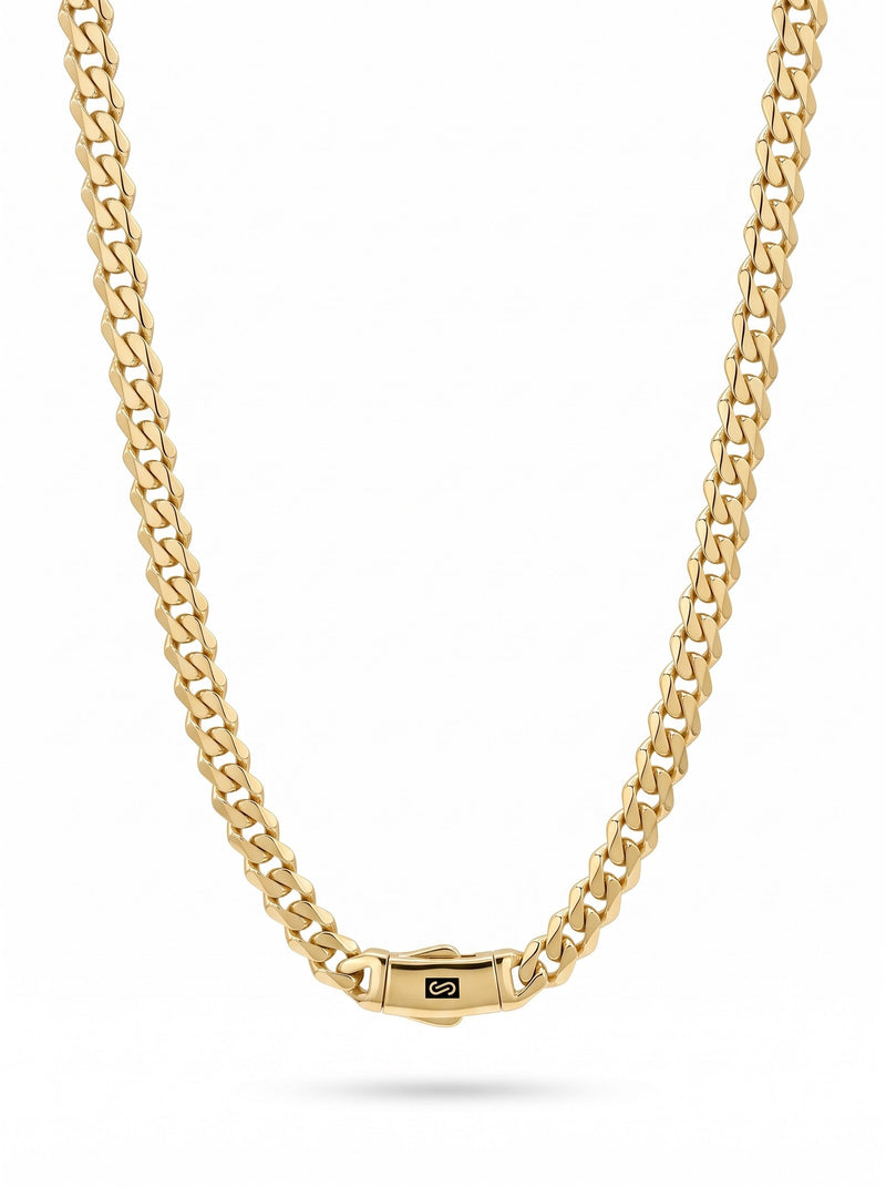 Cadena de oro 10k de Monaco Chain tejido Edge Mod 6039 - 55 cm x 6.5 mm
