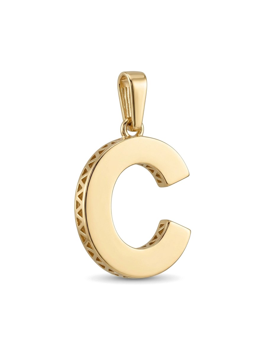 Dije de oro 14k inicial C con costados calados Mod 6054 - 1 cm