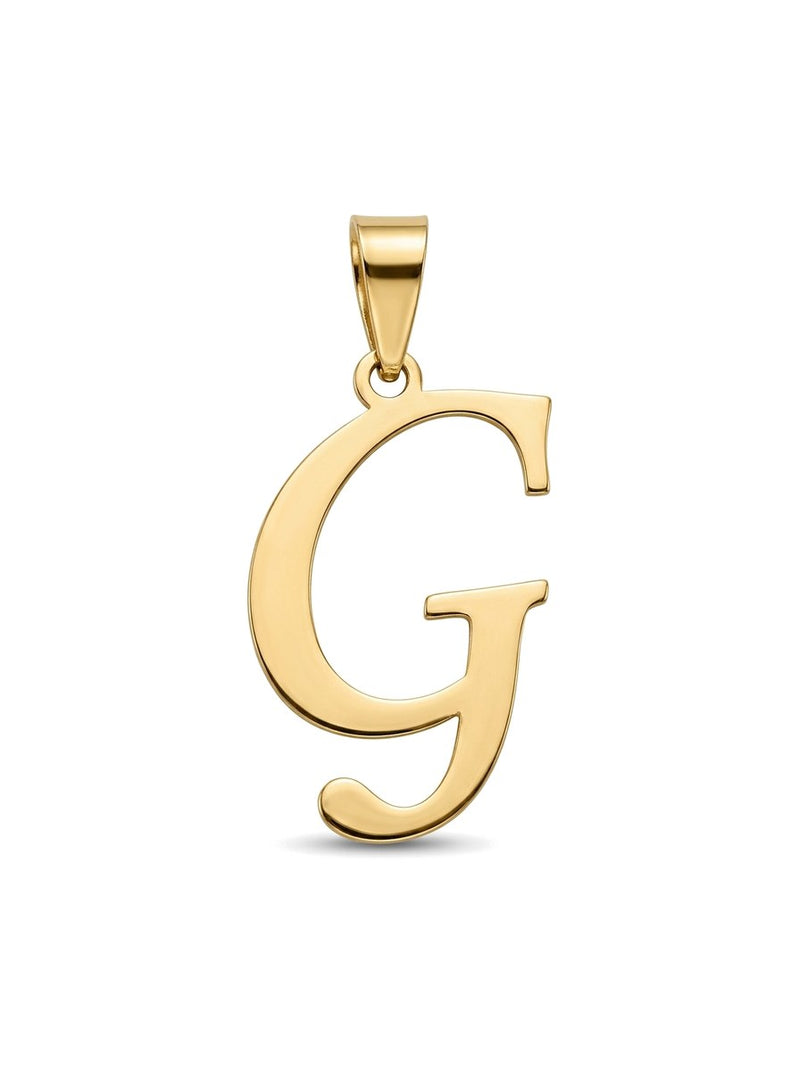Dije de oro 14k inicial G cursiva lisa grande Mod 6057 - 2.8 cm