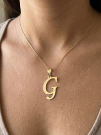 Dije de oro 14k inicial G cursiva lisa grande Mod 6057 - 2.8 cm
