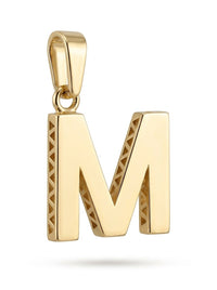 Dije de oro 14k inicial M con costados calados Mod 6059 - 1 cm