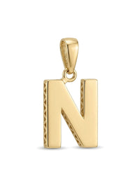 Dije de oro 14k inicial N con costados calados Mod 6060 - 1 cm