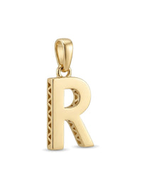 Dije de oro 14k inicial R con costados calados Mod 6061 - 1 cm