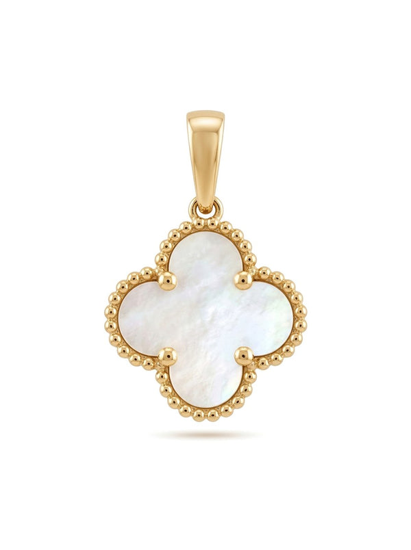 Dije de oro 14k trébol con madre perla Mod 6063 - 1.5 cm