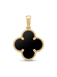 Dije de oro 14k trébol con ónix Mod 6064 - 1.5 cm
