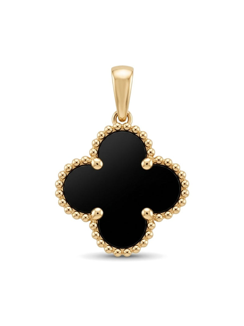 Dije de oro 14k trébol con ónix Mod 6064 - 1.5 cm