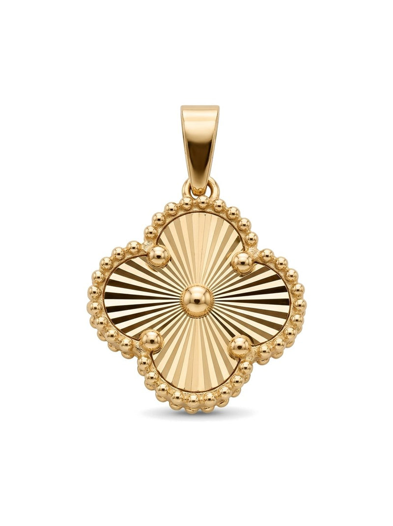 Dije de oro 14k trébol diamantado de dos caras Mod 6065 - 1.5 cm