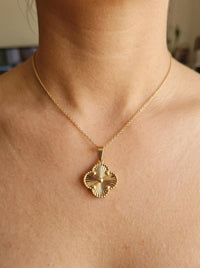 Dije de oro 14k trébol diamantado de dos caras Mod 6065 - 1.5 cm