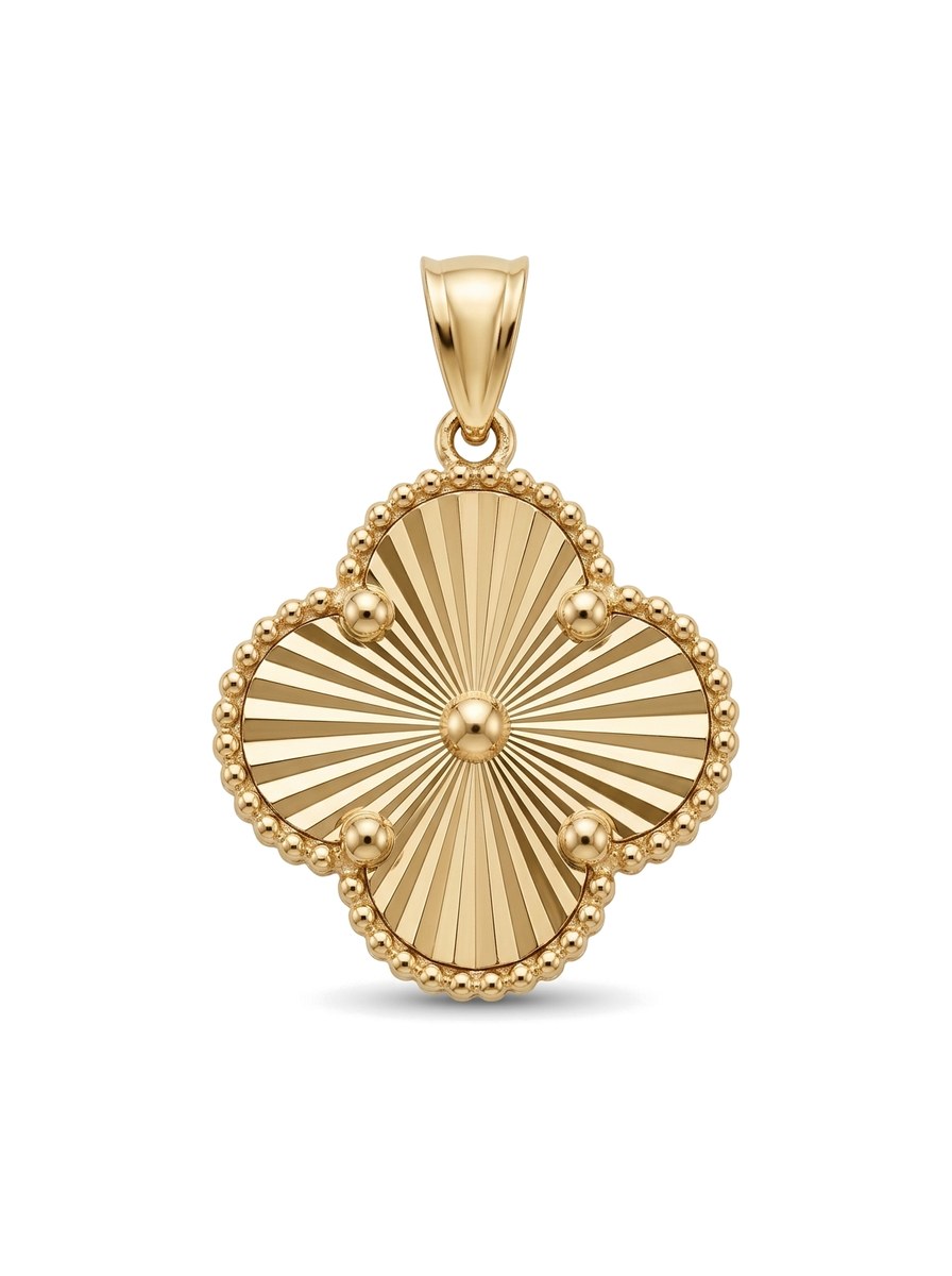 Dije de oro 14k trébol diamantado delgado Mod 6066 - 1.5 cm