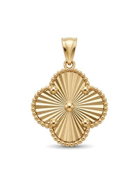 Dije de oro 14k trébol diamantado delgado Mod 6066 - 1.5 cm