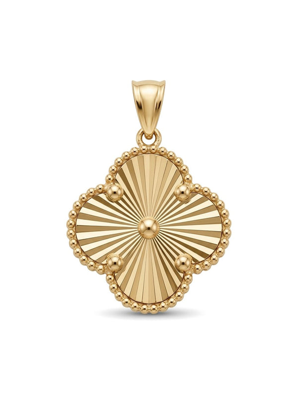 Dije de oro 14k trébol diamantado delgado Mod 6066 - 1.5 cm
