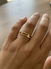 Anillo de oro 14k con corazón y hoja de doble banda diamantada Mod 6067