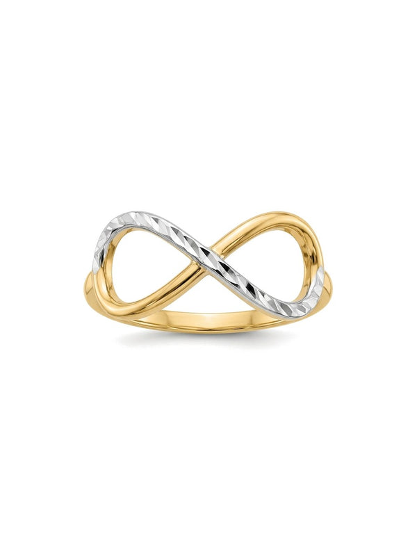 Anillo de oro bicolor 14k infinito diamantado Mod 6075