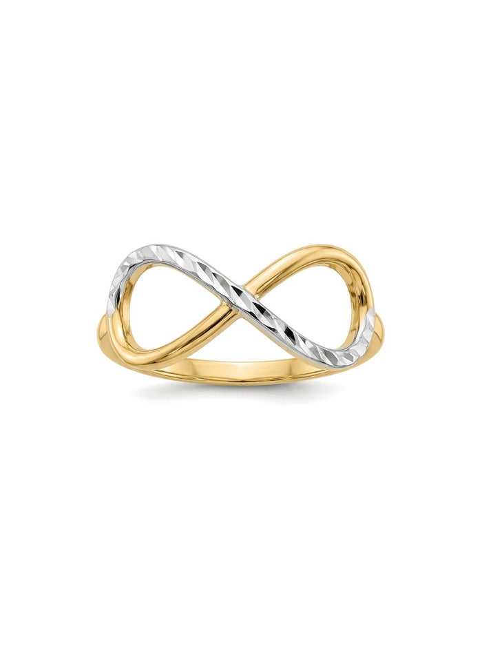 Anillo de oro bicolor 14k infinito diamantado Mod 6075