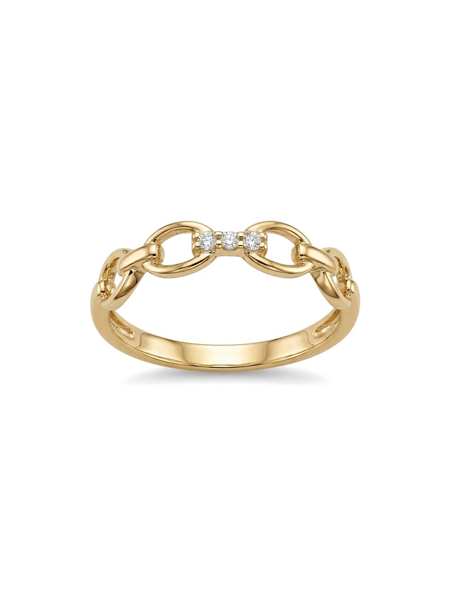 Anillo de oro 14k de eslabones con circonias Mod 6077
