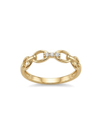 Anillo de oro 14k de eslabones con circonias Mod 6077