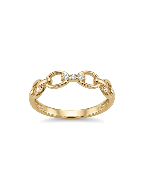Anillo de oro 14k de eslabones con circonias Mod 6077