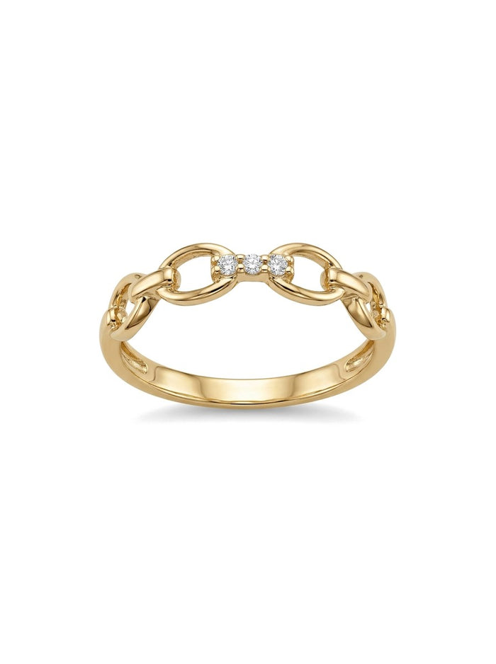 Anillo de oro 14k de eslabones con circonias Mod 6077