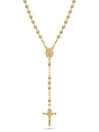 Rosario de oro 14k amarillo corto de bola lisa para dama Mod 6082 - 45 cm x 3 mm