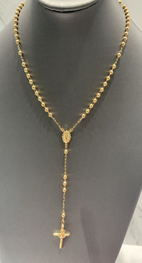 Rosario de oro 14k amarillo corto de bola lisa para dama Mod 6082 - 45 cm x 3 mm