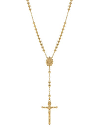 Rosario de oro 14k amarillo de bola lisa para caballero Mod 6083 - 65 cm x 5 mm