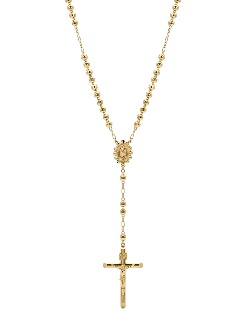 Rosario de oro 14k amarillo de bola lisa para caballero Mod 6083 - 65 cm x 5 mm