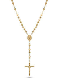 Rosario de oro 14k amarillo de bola facetada para caballero Mod 6084 - 65 cm x 5 mm