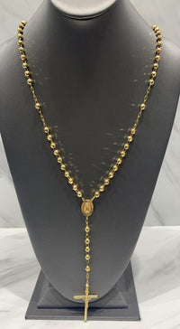Rosario de oro 14k amarillo de bola facetada para caballero Mod 6084 - 65 cm x 5 mm