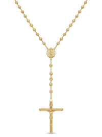 Rosario de oro 14k amarillo de bola diamantada para caballero Mod 6085 - 60 cm x 5 mm
