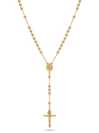Rosario de oro 14k amarillo de bola lisa para dama Mod 6086 - 50 cm x 3 mm