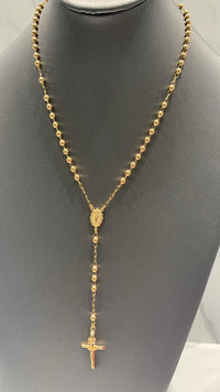 Rosario de oro 14k amarillo de bola lisa para dama Mod 6086 - 50 cm x 3 mm