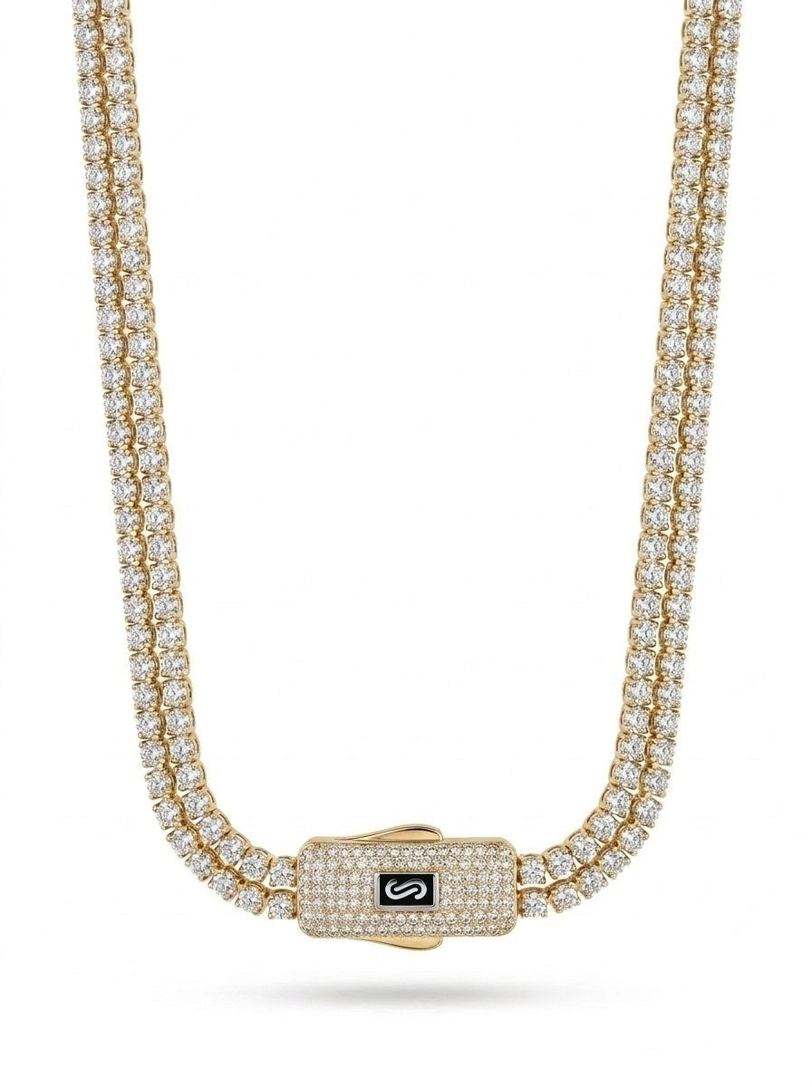 Cadena de oro 14k de Monaco Chain tejido Aqua con broche de pavé Mod 6087 - 45 cm