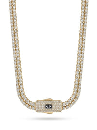 Cadena de oro 14k de Monaco Chain tejido Aqua con broche de pavé Mod 6087 - 45 cm