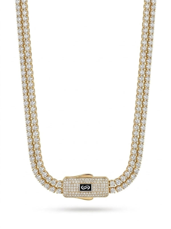 Cadena de oro 14k de Monaco Chain tejido Aqua con broche de pavé Mod 6087 - 45 cm