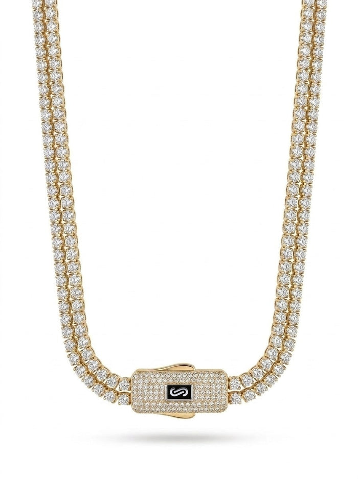 Cadena de oro 14k de Monaco Chain tejido Aqua con broche de pavé Mod 6087 - 45 cm