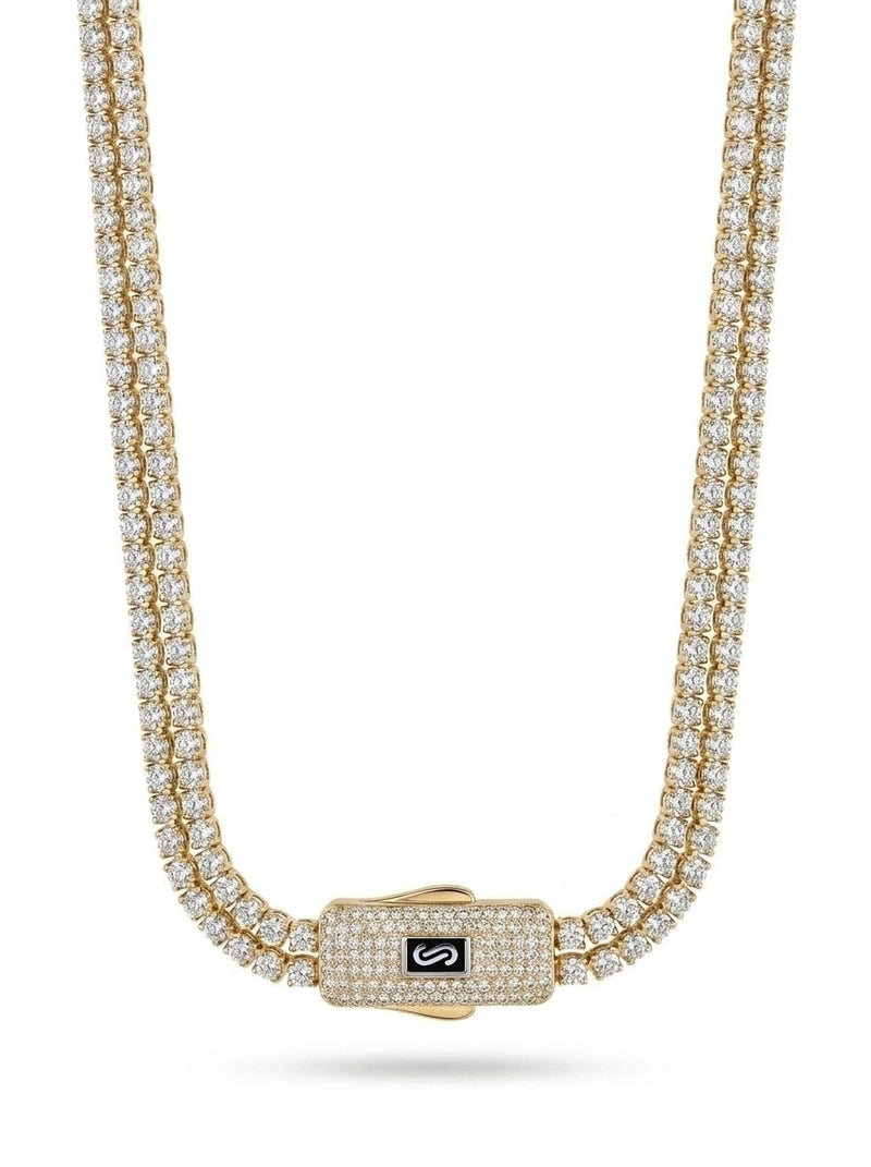 Cadena de oro 14k de Monaco Chain tejido Aqua con broche de pavé Mod 6087 - 45 cm