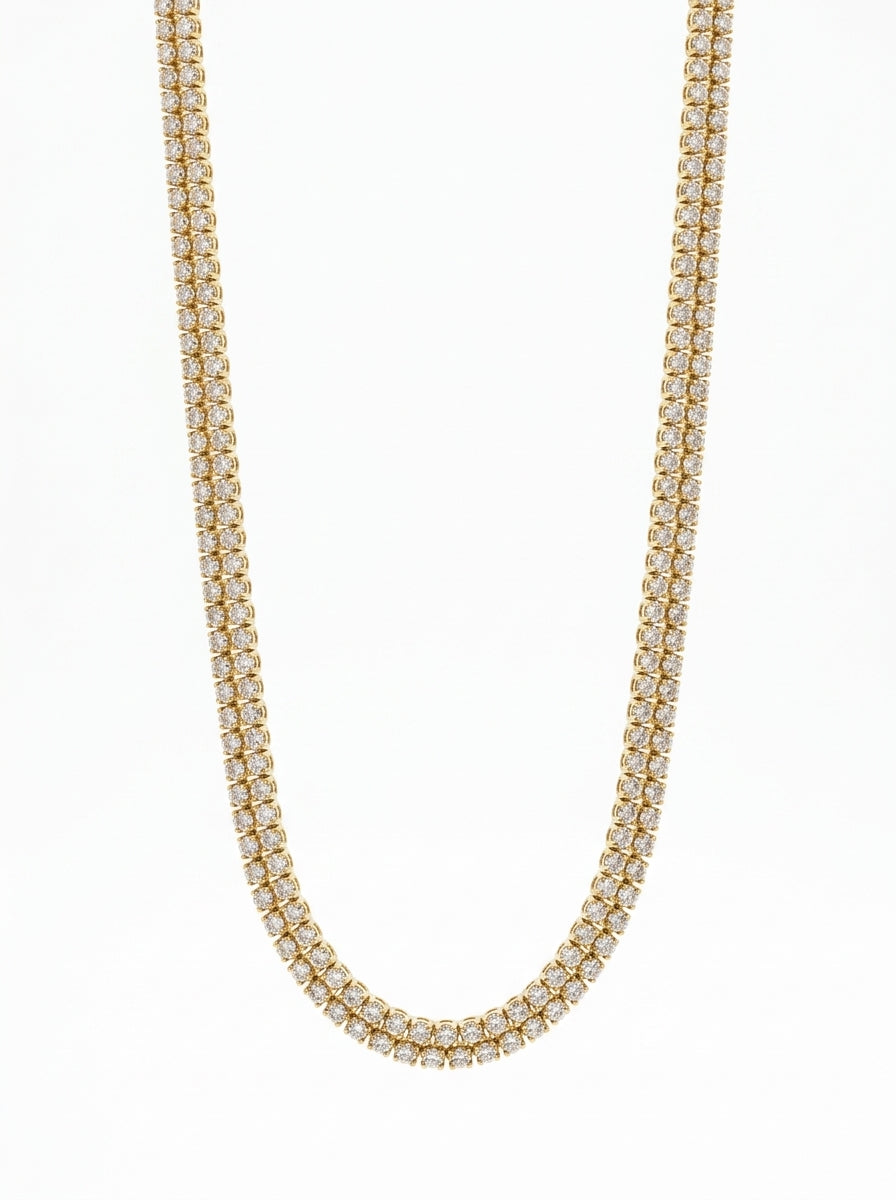 Cadena de oro 14k tipo tennis doble con circonias Mod 6088 - 45 cm