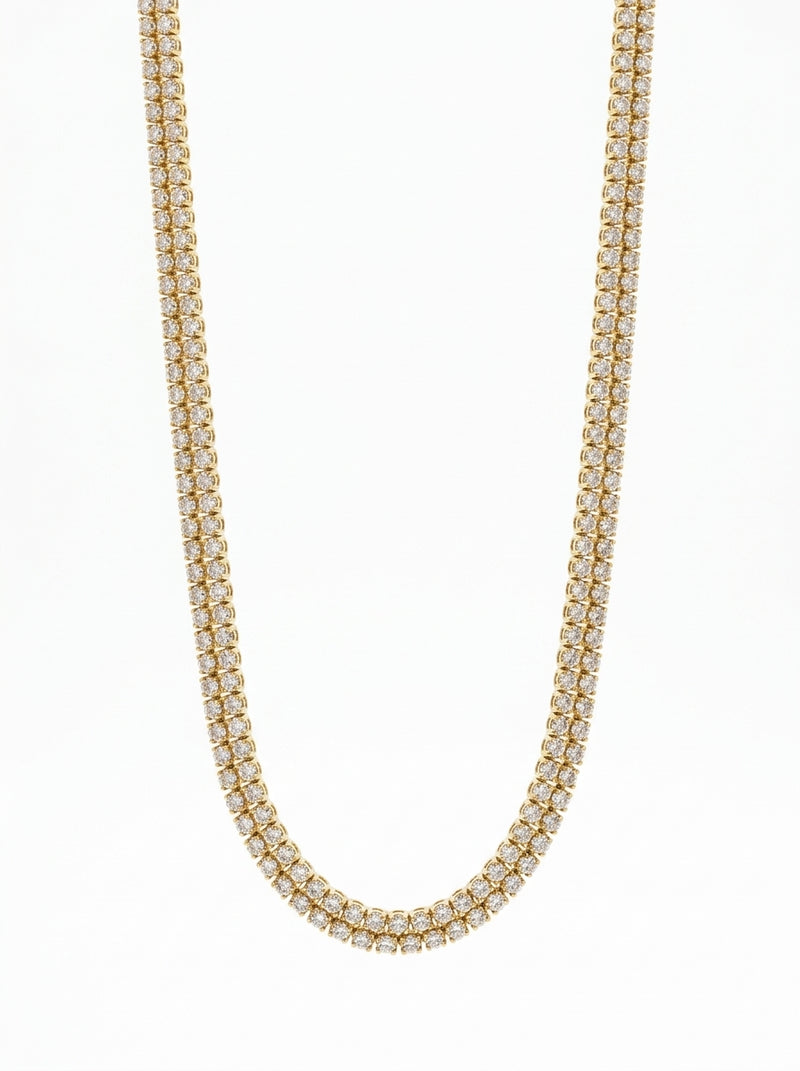 Cadena de oro 14k tipo tennis doble con circonias Mod 6088 - 45 cm