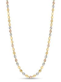 Cadena de oro 14k tejido Valentino semilla con estrella diamantada en tres tonos Mod 6105 - 2 mm
