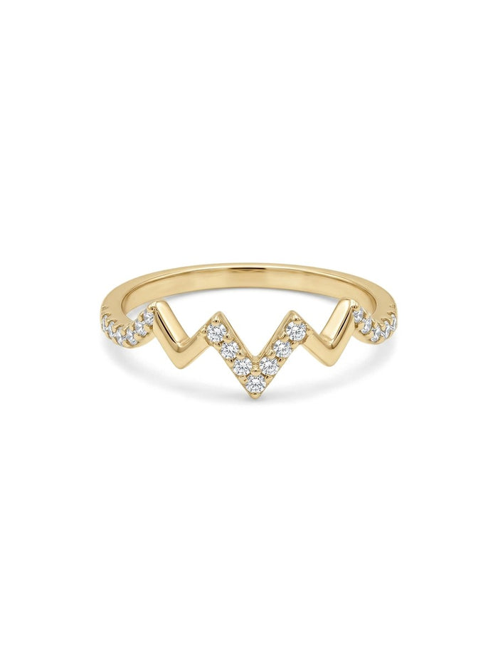Anillo de oro 14k latido en zigzag con circonias Mod 6107