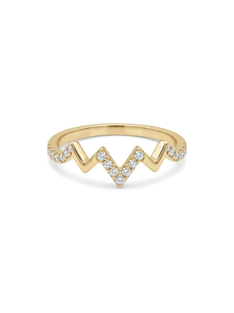 Anillo de oro 14k latido en zigzag con circonias Mod 6107