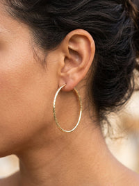 Arracadas de oro 14k con acabado facetado Mod 6120 - 5 cm