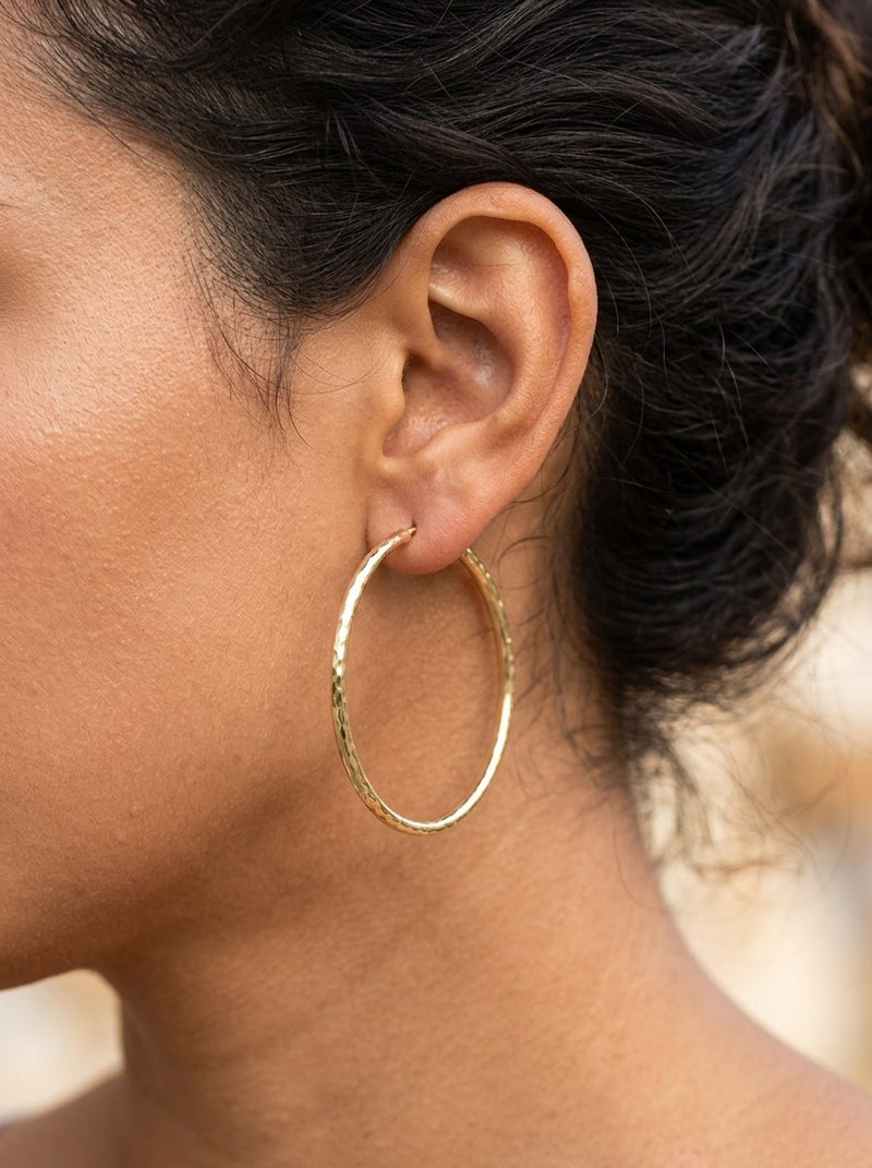 Arracadas de oro 14k con acabado facetado Mod 6120 - 5 cm