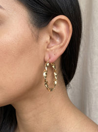 Arracadas de oro 14k diseño torzal ancho Mod 6122 - 4 cm