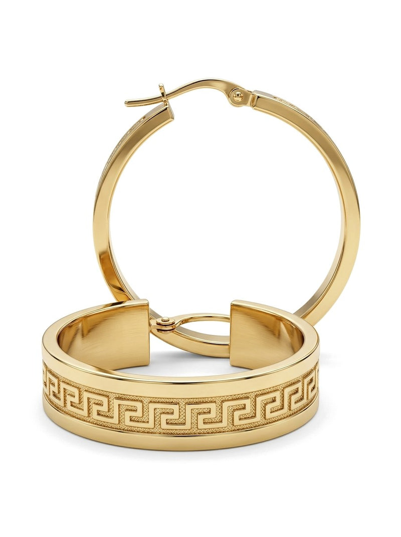 Arracadas de oro 14k con greca Mod 6125 - 3 cm