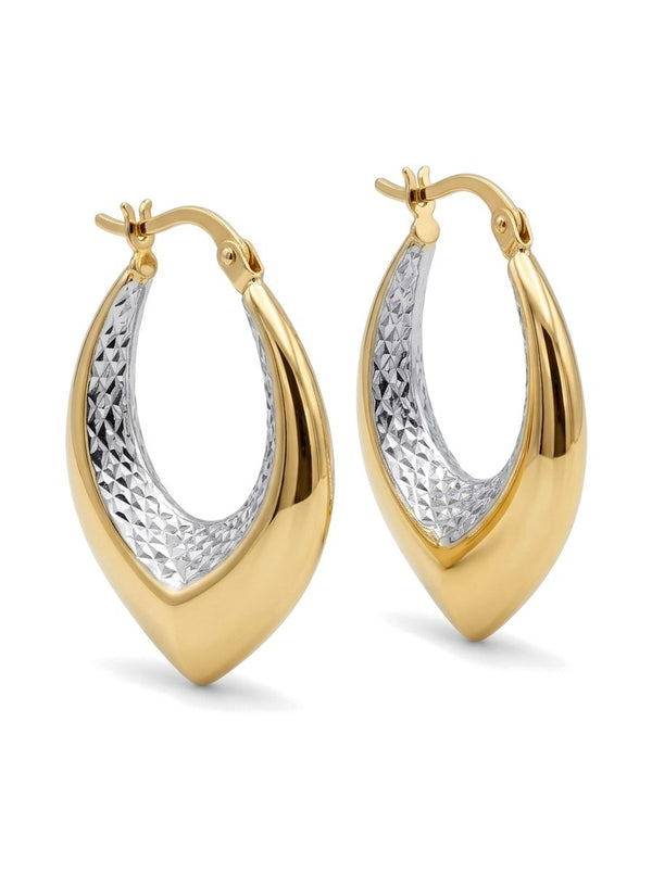 Arracadas de oro 14k tipo gota en dos tonos Mod 6129 - 2 cm