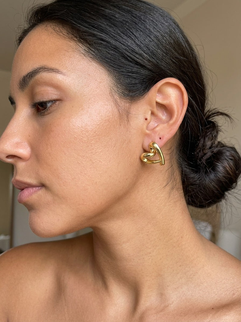 Aretes de oro 14k de corazón abierto Mod 6130 - 1.5 cm