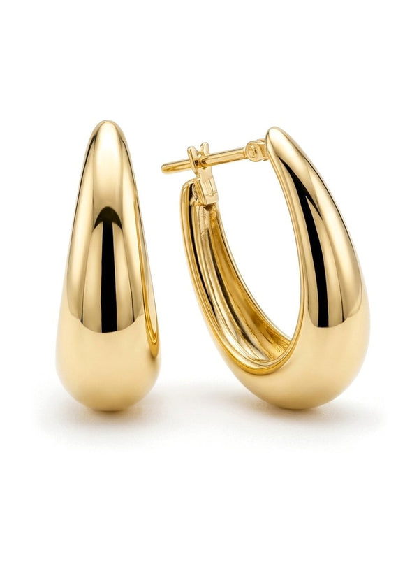 Arracadas de oro 14k ovaladas gruesas Mod 6132